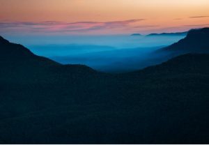 unframed Jamison Glowing- Blue Mountains landscape print